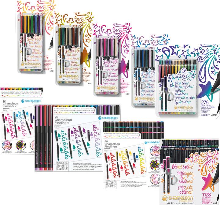 Produktbild Chameleon Fineliner Changing Color (Gelb, Hellblau, Schwarz, Türkis, Violett, Orange, Rot, Blau, Grün, Pink, 10 x)
