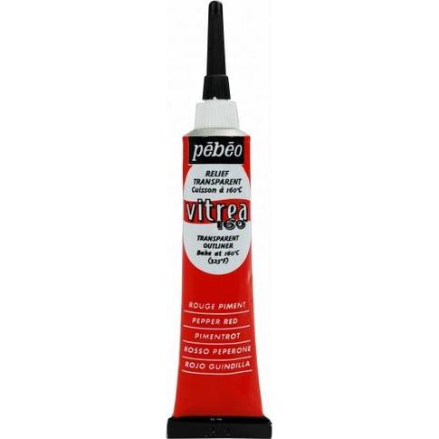 Pebeo, Künstlerfarbe + Bastelfarbe, Vitrea 160 Relieffarben (Pimentrot, 20 ml)