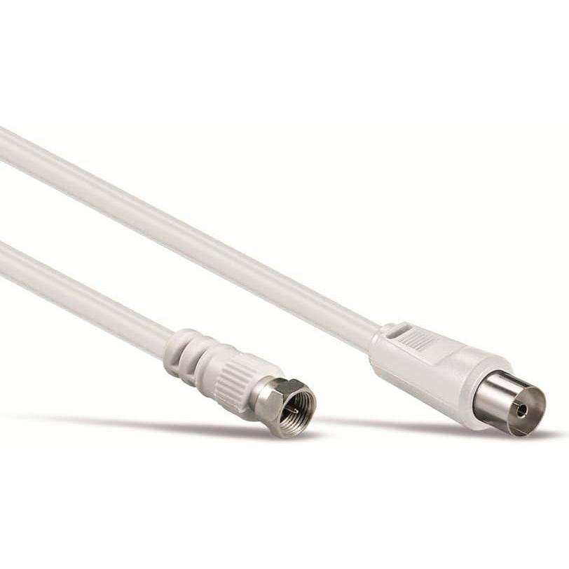 Goobay SAT-Antennenanschlusskabel F-Stecker/Koaxkupplung, weiss, 5 m (Antennenkabel), Antennenkabel