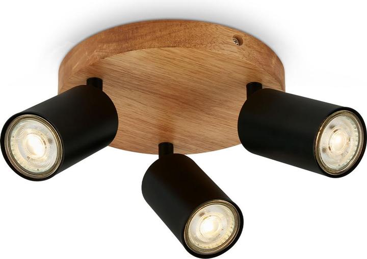 Briloner Spotleuchte, schwarz, mit Holz, exkl. 3xGU10 9W (GU10)