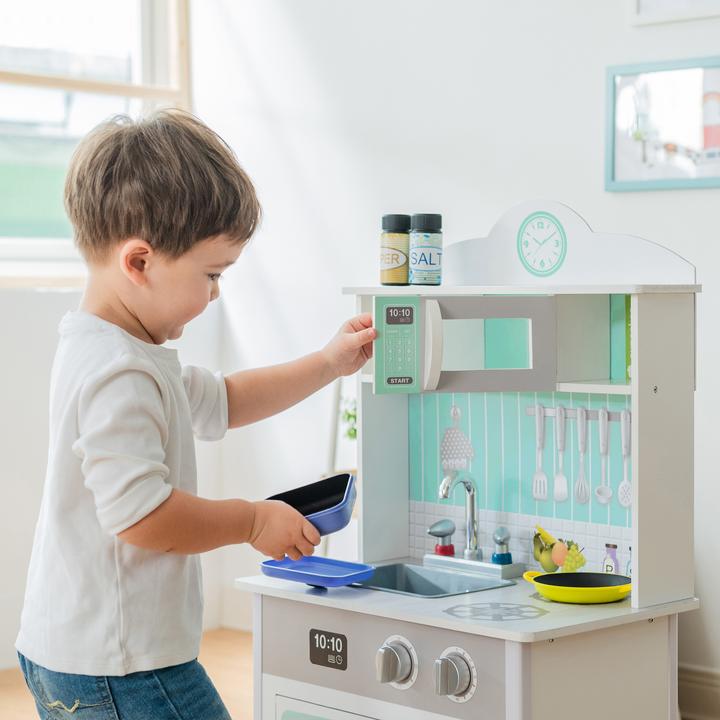 Produktbild Teamson Kids Kinderkche Madrid aus Holz Spielkche mit Interaktiven Funktionen Grau