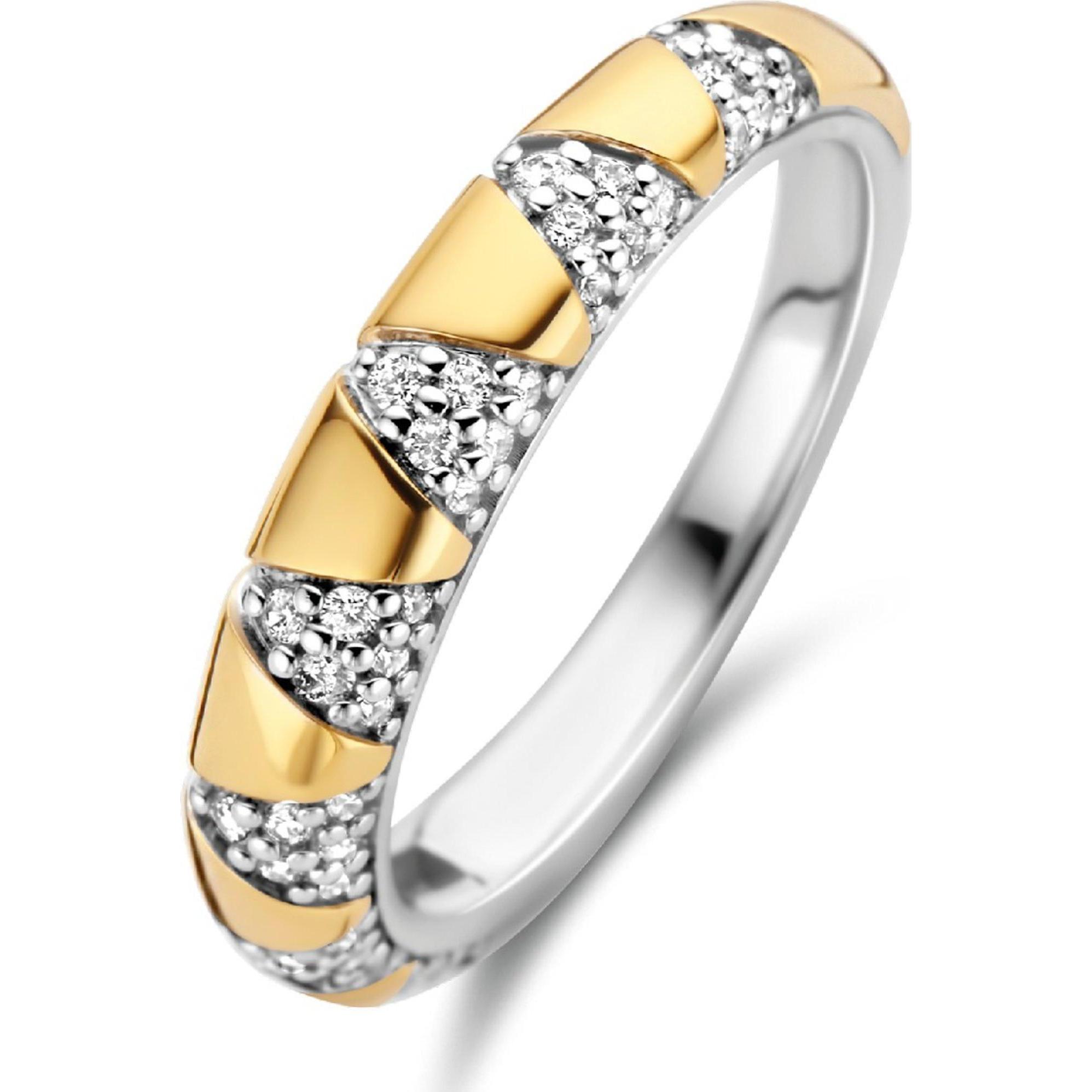 Ti Sento Milano, Ring, Ring mit Zirkonia gelbvergoldet 12216ZY, (56, 925 Silber)