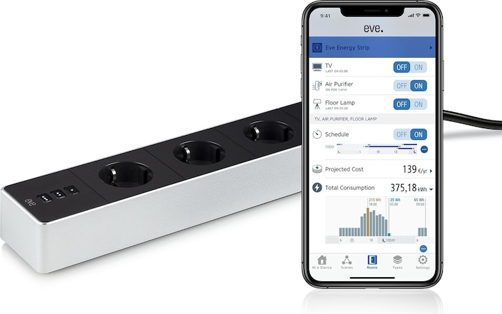 Actual product image Eve energy strip (3 x, CEE 7/3, 1.90 m)
