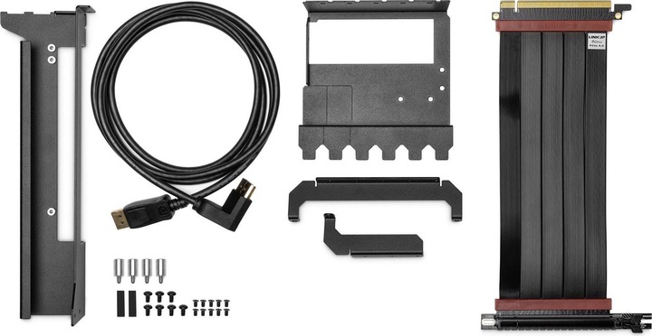 Actual product image EKWB EK-Loop Vertical Graphics Card Holder EVO, PCIe Riser Cable 4th Gen