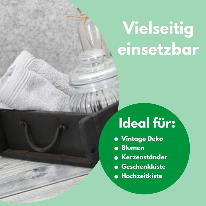 Produktbild Novaliv 2x Holzkiste Vintage Schwarz 30 x 25 x 8 cm Alte Ziegelform Holz Gross Allzweckkiste aus recy