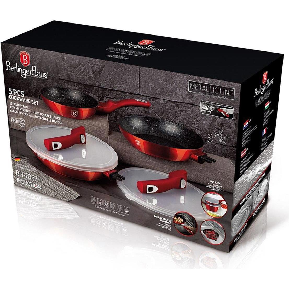 Thumbnail - BerlingerHaus 3 Pans set, Pfanne + Kochtopf, Rot