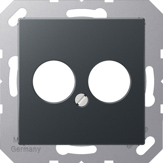 JUNG, Zubehör Schalterprogramm, Zentralplatte LS 2f A anth mt Schraubbef A562-2BFANM