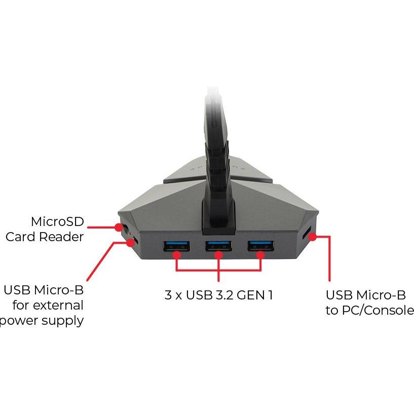 Thumbnail - SureFire Axis Gaming Mouse Bungee Hub, Maus + Tastatur Zubehör, Schwarz, Grau