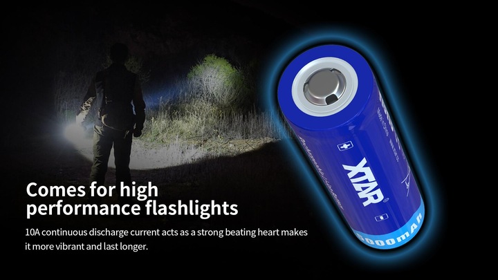 Actual product image Xtar 5000mAh 3.6V 21700 battery with PCB (1 pcs., Device specific, 5000 mAh)