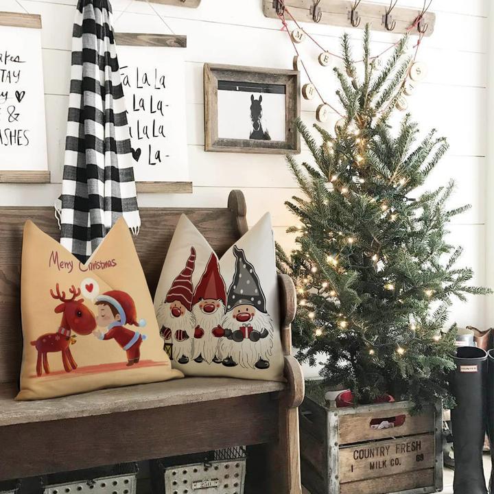 Actual product image Alopini Christmas cushion cover set of 4 cushion covers decorative cushions linen cushion covers (45 x 45 cm)