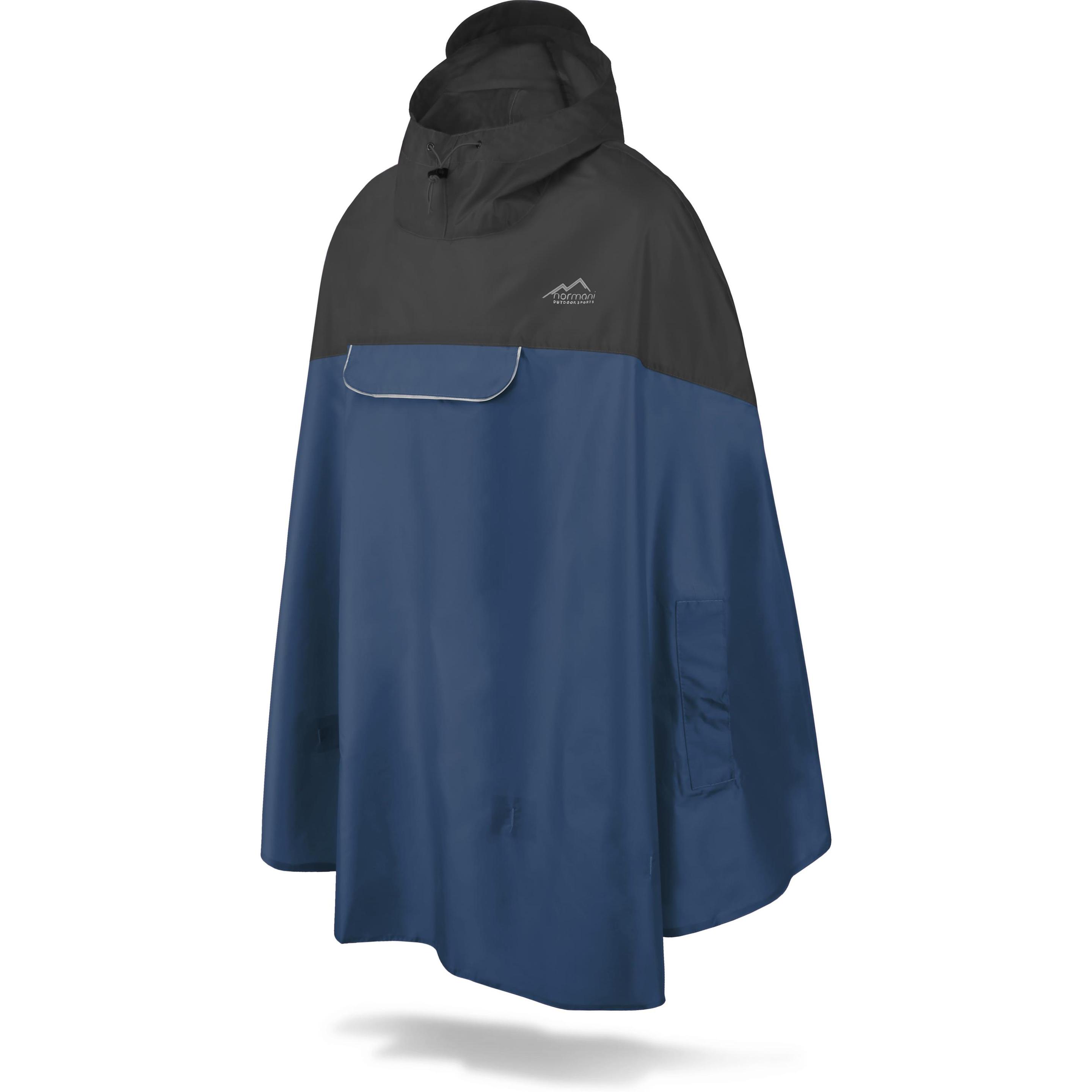 Normani, Unisex, Jacke, Unisex Regenponcho wasserdicht Cherrapunji (56, 58), Blau, Schwarz, 58, 56