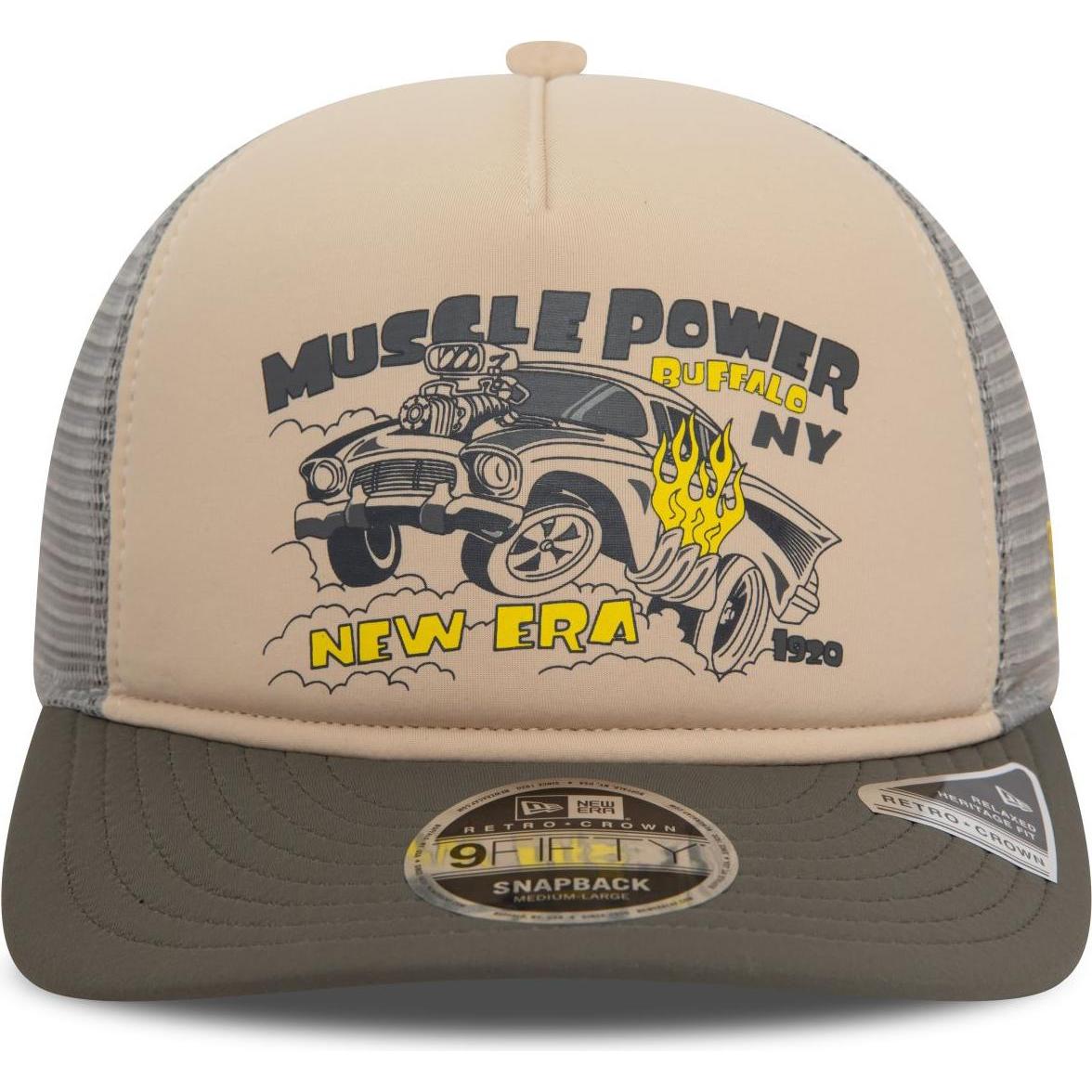 Thumbnail - New Era, Herren, Cap, 9Fifty Strapback Cap - RETRO CROWN Muscle Power - M/, Grün, (M)