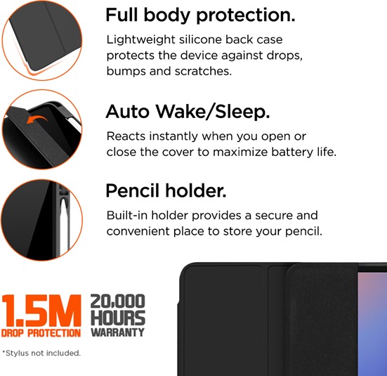 Produktbild Eiger Folio-Case mit Stylus-Halterung schwarz Storm 250m Stylus Case Black (Galaxy Tab S9+, Galaxy Tab S9 FE+, Galaxy Tab S10+)