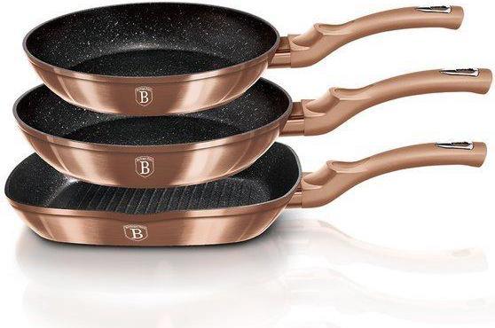 Actual product image BerlingerHaus Metallic Line pan set Rose Gold Edition, 3 pcs. (Pan set + pot set, Aluminium, 20 x 4.50 cm)