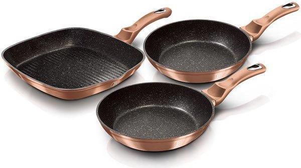 Actual product image BerlingerHaus Metallic Line pan set Rose Gold Edition, 3 pcs. (Pan set + pot set, Aluminium, 20 x 4.50 cm)
