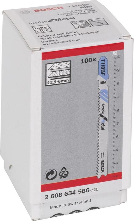 Produktbild Bosch Professional Zubehör Stichsägeblatt T 118 BF Flexible for Metal, 100er-Pack