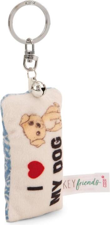 Actual product image Magni NICI Schlüsselanhänger Mini Plüschkissen I love my dog mit Glöckchen 8cm