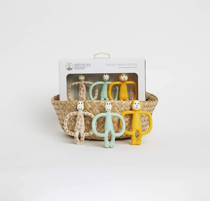 Actual product image Matchstick Monkey Gift set teething rings 3-pack - Ludo lion, Gigi giraffe & monkey