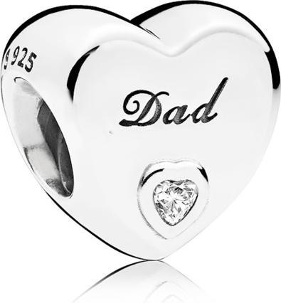 Pandora Dad Heart Charms/Beads (Silver)