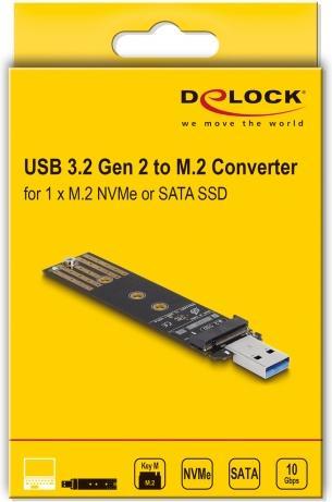 Immagine prodotto Delock Convertitore combinato per SSD M.2 NVMe PCIe o SATA con USB 3.2 Gen 2