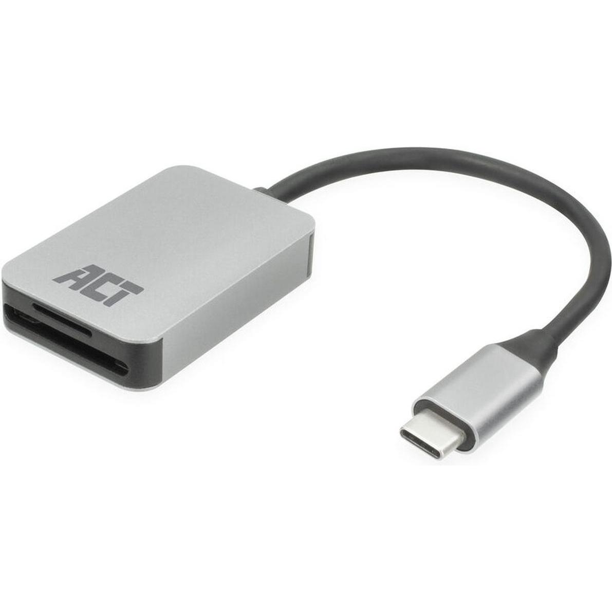 ACT Lettore di schede USB-C per SD e micro SD, SD 4.0 UHS-II, Lettore di schede di memoria, Grigio