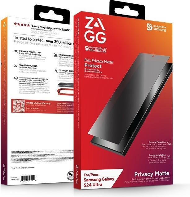 Actual product image Zagg InvisibleShield Flex Privacy Matte B Samsung Galaxy S24 Ultra Screen INTL (1 pcs., Samsung Galaxy S24 Ultra)