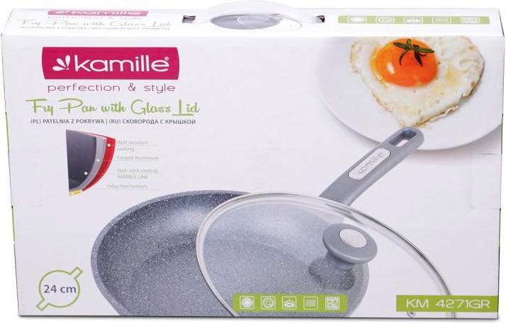 Immagine prodotto Kamille KM 4271GR Padella alla camomilla con coperchio (Padella per friggere, Alluminio)