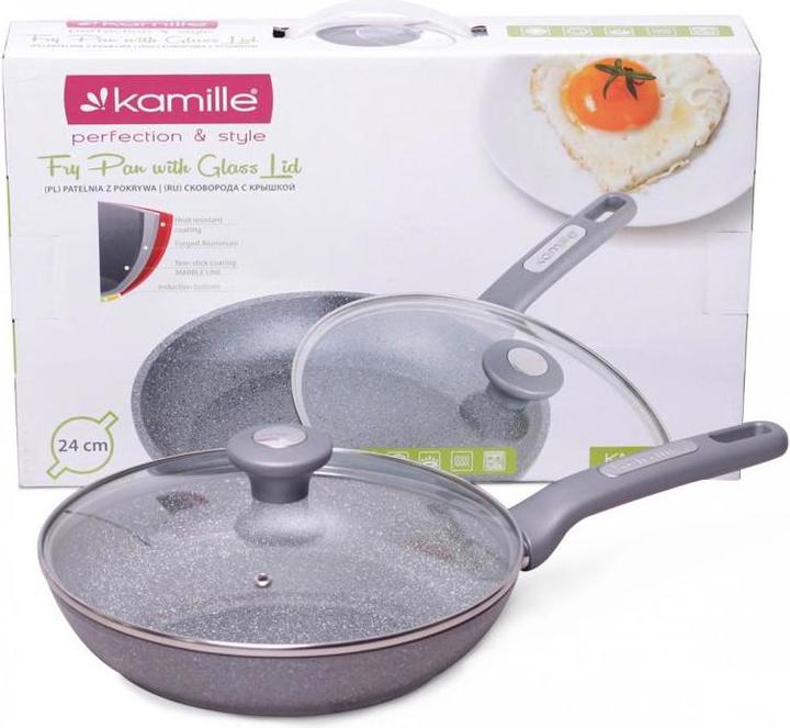 Immagine prodotto Kamille KM 4271GR Padella alla camomilla con coperchio (Padella per friggere, Alluminio)