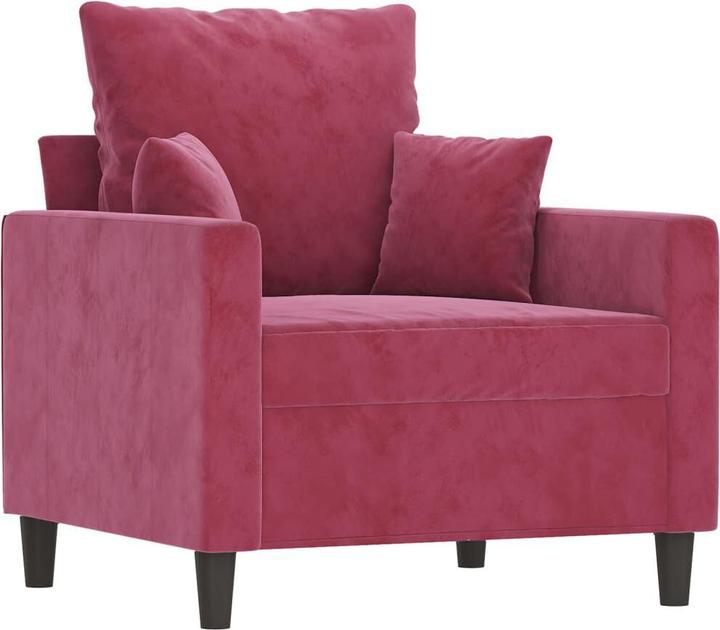Produktbild vidaXL Sessel mit Hocker Weinrot 60 cm Samt,Farbe