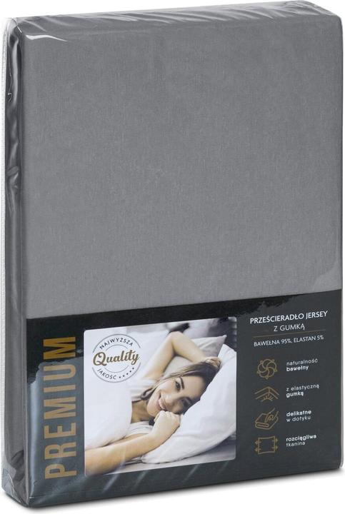 Actual product image Eurofirany Tricot sheet with 90x200 cm rubber made of cotton steel Colour 190 g/m2 Eurofirana Premium (90 x 200 cm)