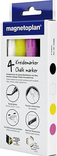 Actual product image Magnetoplan Chalk marker, assorted colours, black, white, yellow, pink, pack of 16. (16 x)