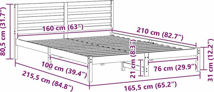 Produktbild vidaXL Plattformbettgestell (160 x 210 cm)