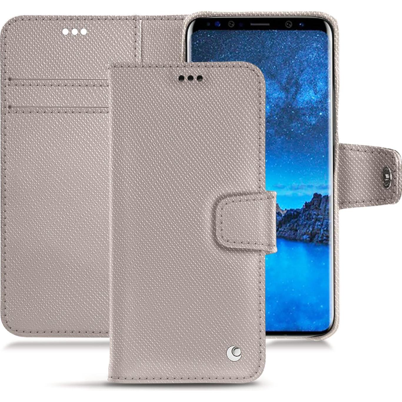 Noreve Lederschutzhülle vertikal (Apple iPhone 7 Plus), Smartphone Hülle, Schwarz, Beige