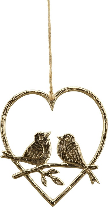 Produktbild Exner Garten und Wohnaccessoires Herzhänger mit Vogel Aurum (14 x 17 cm)