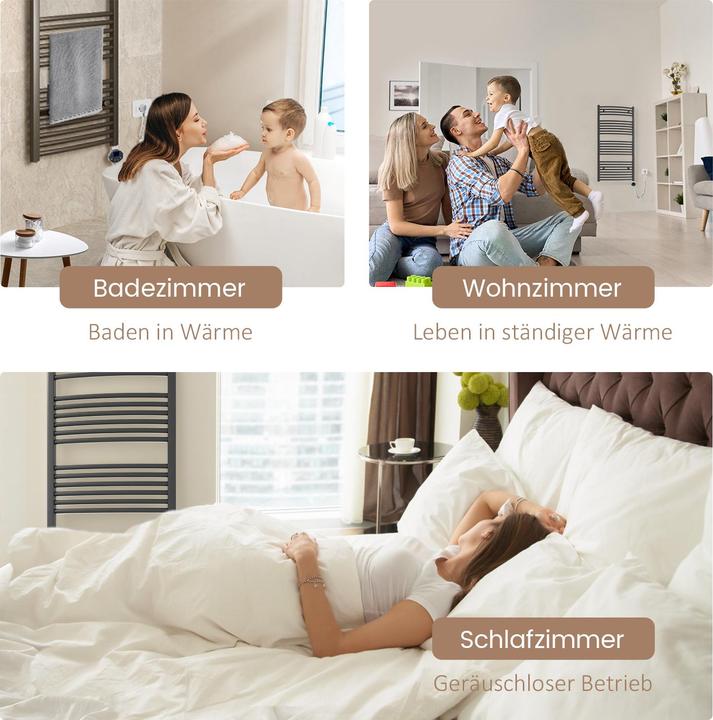 Produktbild Emke Elektrischer Badheizkörper, Badheizung Elektrisch, Anthrazit 75x60cm 300Watts