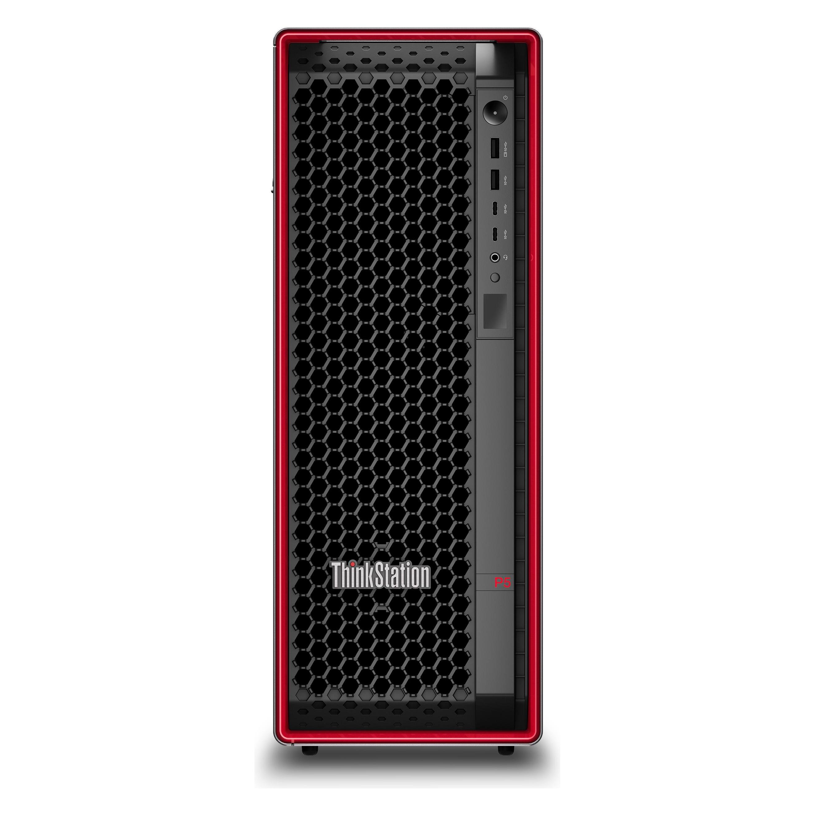 Lenovo ThinkStation P5 (1000 GB, 64 GB, Intel Xeon w5-2545, RTX 4000), PC, Rot, Schwarz