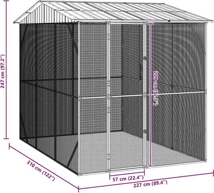 Produktbild vidaXL Voliere Anthrazit 310x227x247 cm Stahl