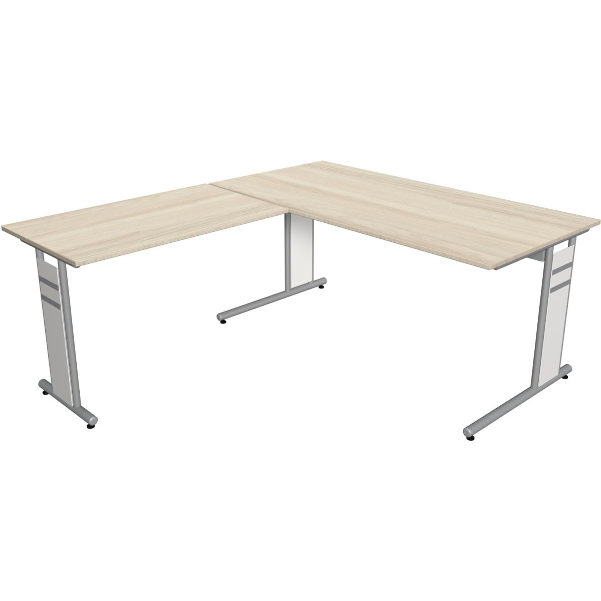 Kerkmann, Schreibtisch, Schreibtisch Form4 160 C-Fuss-Gestell 160x80x68-82cm / Anbau 100x60cm ahorn