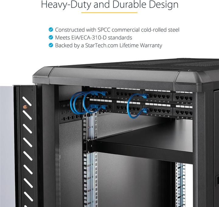 Produktbild StarTech 1 HE verstellbarer Schwerlast Fachboden für Server Rack/ Schrank bis 80 Kg - Fachboden für Server...