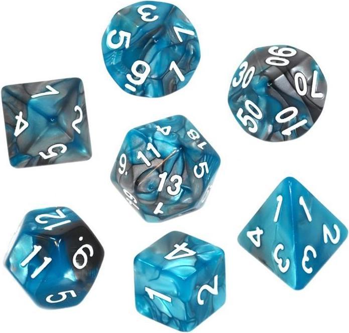 Immagine prodotto Rebel Set di dadi da gioco di ruolo - Due colori - Acciaio e Mėlyna