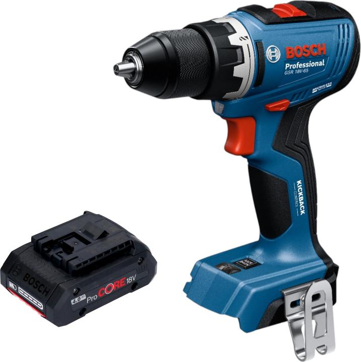 Produktbild Bosch Professional GSR 18V-65 Professional Akku Bohrschrauber 18 V 63 Nm Brushless + 1x ProCORE Akku 4,0 Ah -