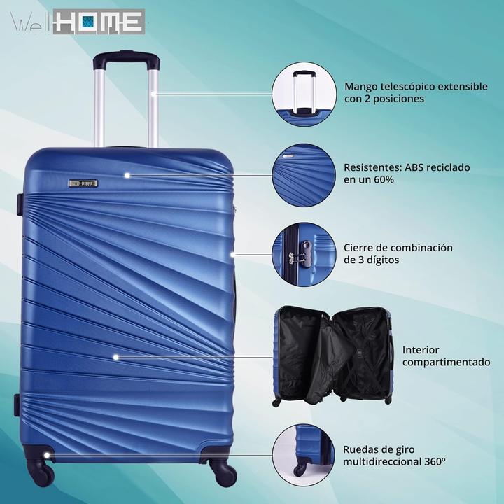 Produktbild Well Home Robuste 4-teilige Hartschalen-Kofferset mit Teleskopgriff und 360°-Rollen