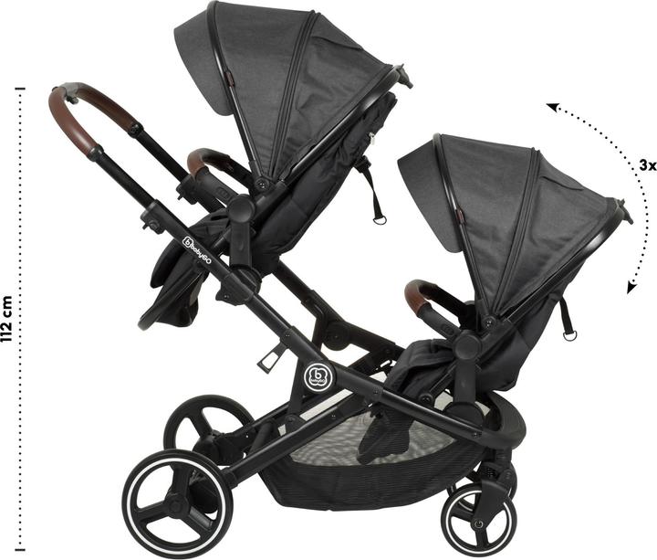 Produktbild BabyGo Geschwisterwagen Twinner Grey