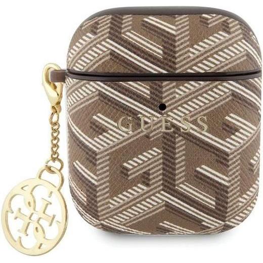 Guess GUA2PGCE4CW AirPods 1/2 cover brązowy/brown GCube Charm (Kopfhörer Tasche), Kopfhörertasche + Schutzhülle, Braun
