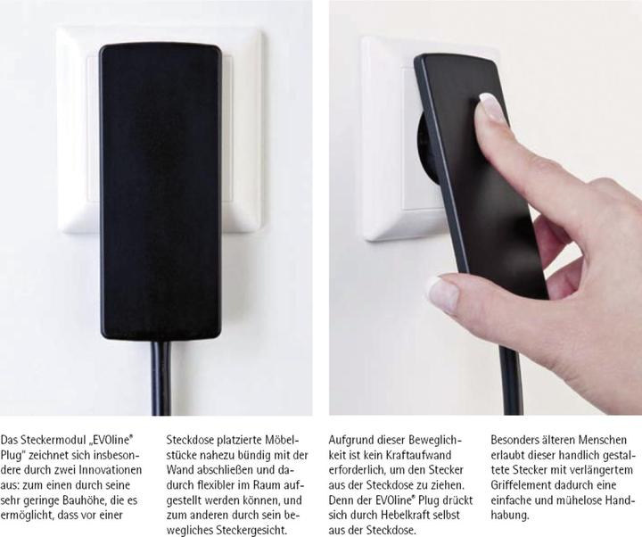 Produktbild Evoline 1510.0000.0300 Schutzkontakt-Flachstecker Kunststoff mit Aussteckhilfe 2