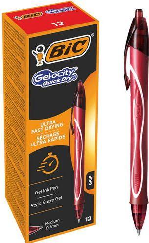Productafbeelding Bic Gelpennen Gel-ocity Quick Dry 0,7 mm Rood, 12 stuks (Rood, 12x)