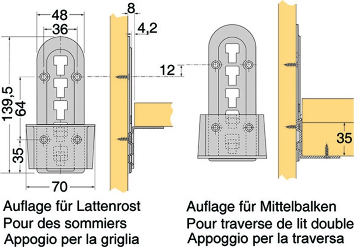 Immagine prodotto Franko Ferramenta per letto 'Varifix' in acciai (1 pz.)