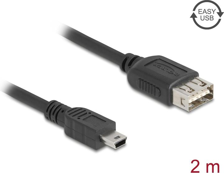 Actual product image Delock USB 2.0 Kabel USB Typ Mini-B Stecker zu EASY USB Typ-A Buchse 2 m (2 m, USB 2.0)