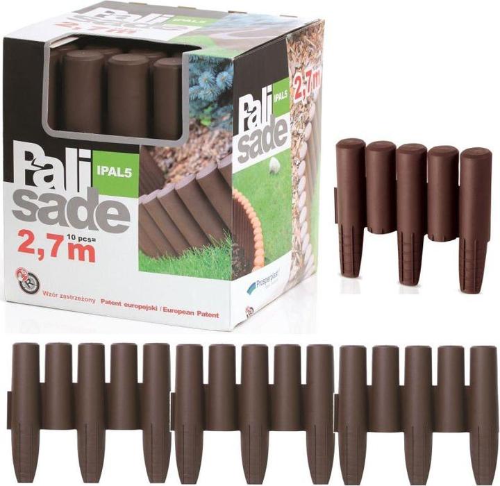 Produktbild Prosperplast Palisade 2,7 m Beetumrandung Rasenkante Randstein Kantenstein, braun, 31 x 28 x 26,6 cm (270 cm)