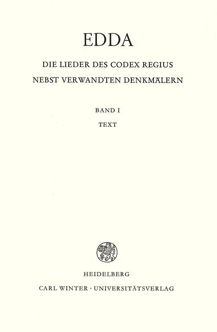 Produktbild Edda (Band 1): Text. Die Lieder des Codex Regius nebst verwandten Denkmälern (Deutsch, Gustav Neckel, 1983)